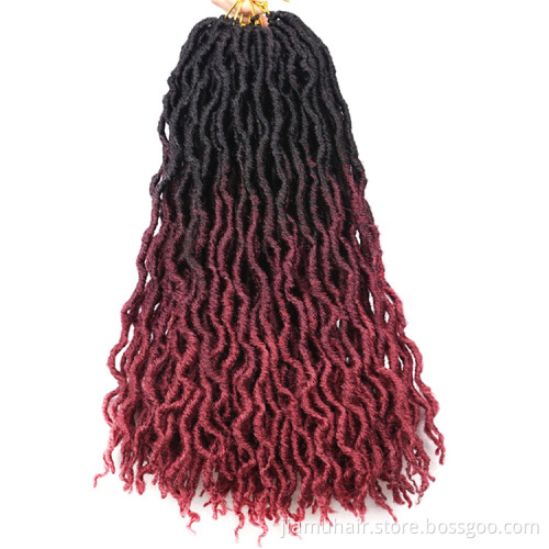 18 inch Curly Faux Locs Braiding Hair Dreadlocs Synthetic Gypsy Locs Crochet Hair Extensions Goddess Locs Ombre Color